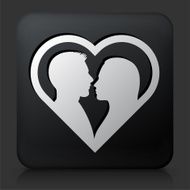 Black Square Button with Couple &amp; Heart