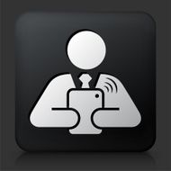 Black Square Button with Computer Connection N2