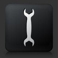 Black Square Button with Wrench Icon N6