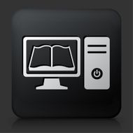 Black Square Button with Computer Book Icon