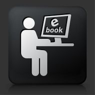 Black Square Button with Person Reading Ebook