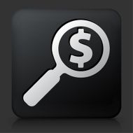 Black Square Button with Searching Money Icon