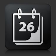 Black Square Button with 26th Calendar Date N2