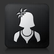 Black Square Button with Flapper