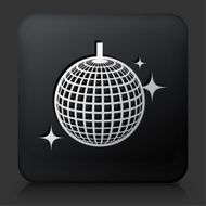 Black Square Button with Disco Ball