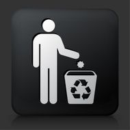 Black Square Button with Person Recycling