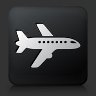 Black Square Button with Airplane Icon N8