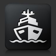 Black Square Button with Boat Icon