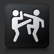 Black Square Button with Fighting Icon