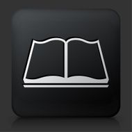 Black Square Button with Book Reading Icon N2