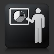 Black Square Button with Graph Presentation Icon