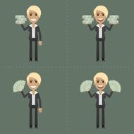 Businesswoman and money in different poses