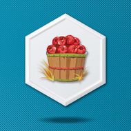 White 3D Icon On Blue With A Wooden Apple Basket