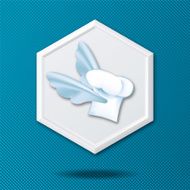 White 3D Hexagon Icon On a Blue Crosshatch Background N29