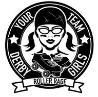 Women&#039;s roller derby league badge or label design with skates