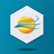 White 3D Hexagon Icon On a Blue Crosshatch Background N32