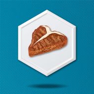 White 3D Hexagon Icon On a Blue Crosshatch Background N34
