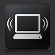 Black Square Button with Computer Signal