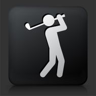 Black Square Button with Golf Player N3