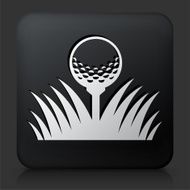 Black Square Button with Golf Ball Icon