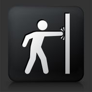 Black Square Button with Punching Wall Icon
