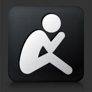 Black Square Button with Depressed Stick Figure