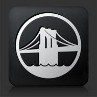 Black Square Button with Brooklyn Bridge