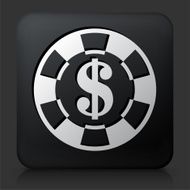 Black Square Button with Casino Chips N2