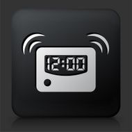 Black Square Button with Alarm Clock