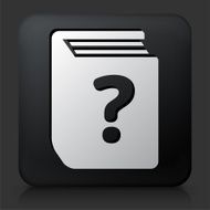 Black Square Button with Question Book Icon N2