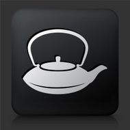Black Square Button with Tea Pot Icon N4