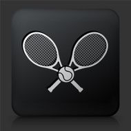 Black Square Button with Tennis Icon N6