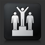 Black Square Button with Podium Winners Icon