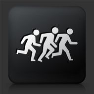 Black Square Button with Running Icon N2