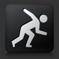 Black Square Button with Athlete Running