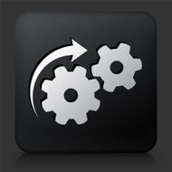 Black Square Button with Gears Icon N3