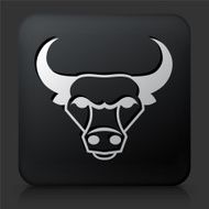 Black Square Button with Bull &amp; Horns