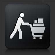 Black Square Button with Shopping Cart Icon N10