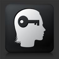 Black Square Button with Key Mind Icon