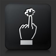 Black Square Button with Puzzle &amp; Hand Icon N3