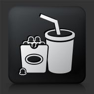 Black Square Button with Movie Snacks Icon