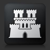 Black Square Button with Castle Icon N7
