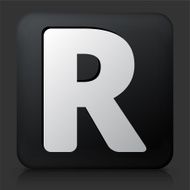 Black Square Button with Letter R N2