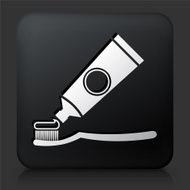 Black Square Button with Tooth Brush &amp; Paste Icon