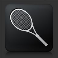 Black Square Button with Tennis Icon N8