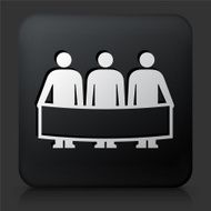 Black Square Button with Protest &amp; Banner