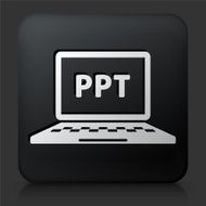 Black Square Button with Power Point Icon
