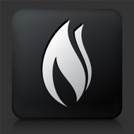 Black Square Button with Flame