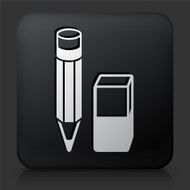 Black Square Button with Pencil and Eraser