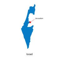 Detailed vector map of Israel and capital city Jerusalem N2